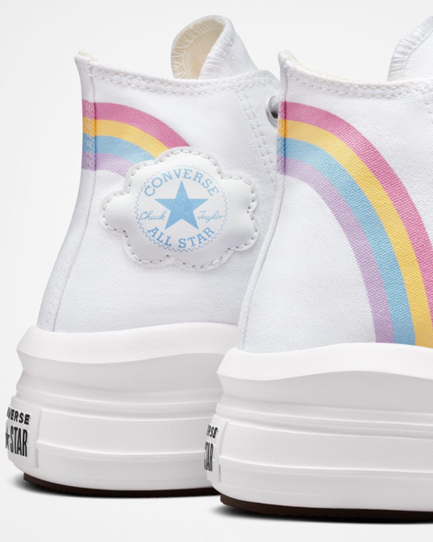 Topanky Na Platforme Converse Chuck Taylor All Star Move Rainbow Cloud Vysoke Dievcenske Biele Modre Ruzove | SK CRLBW4